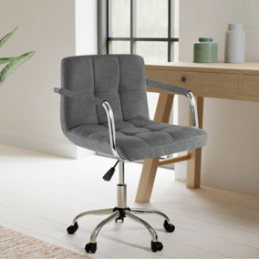 Fabric Dark Grey Cushioned Faux Leather Office Chair with Chrome Legs