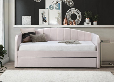 Pink couch with pull shop out bed