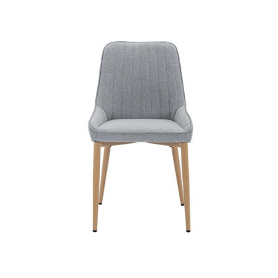 Fabric Dining Chair - Metal Frame/Plywood - L58.5 x W48 x H85 cm - Grey/Medium Oak Finish