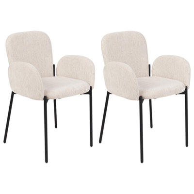 Fabric Dining Chair Set of 2 Beige ALBEE