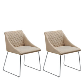 Fabric Dining Chair Set of 2 Beige ARCATA