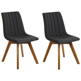 Fabric Dining Chair Set of 2 Black CALGARY