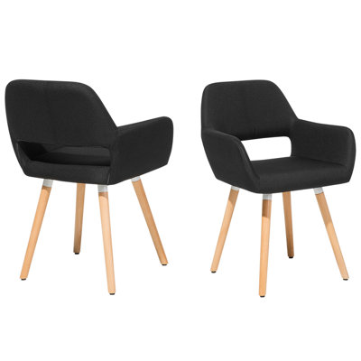 Fabric Dining Chair Set of 2 Black CHICAGO