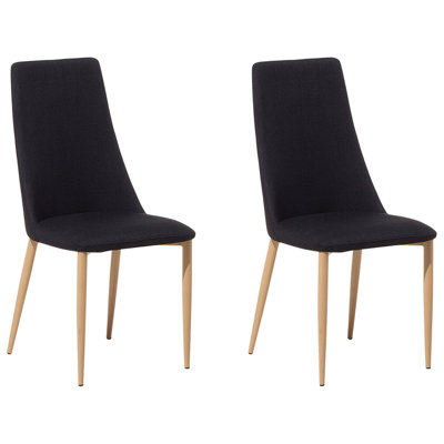 Fabric Dining Chair Set of 2 Black CLAYTON