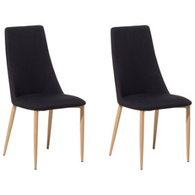 Fabric Dining Chair Set of 2 Black CLAYTON