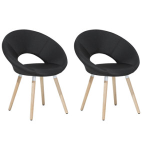 Fabric Dining Chair Set of 2 Black ROSLYN