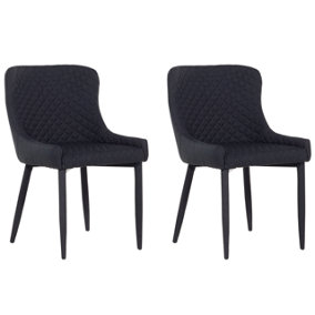Fabric Dining Chair Set of 2 Black SOLANO