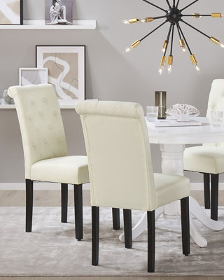 Fabric Dining Chair Set of 2 Cream VELVA