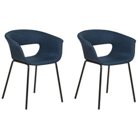 Fabric Dining Chair Set of 2 Dark Blue ELMA