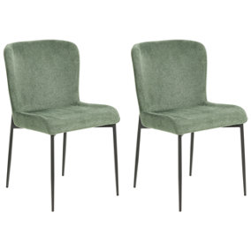 Fabric Dining Chair Set of 2 Dark Green ADA
