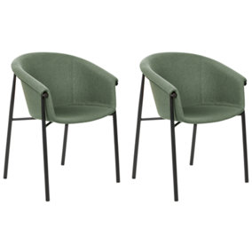 Fabric Dining Chair Set of 2 Dark Green AMES