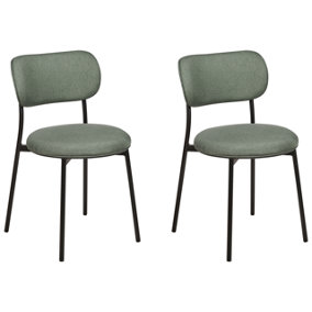 Fabric Dining Chair Set of 2 Dark Green CASEY