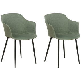 Fabric Dining Chair Set of 2 Dark Green ELIM