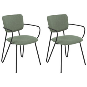Fabric Dining Chair Set of 2 Dark Green ELKO