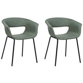 Fabric Dining Chair Set of 2 Dark Green ELMA