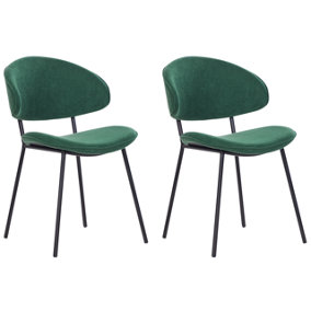 Fabric Dining Chair Set of 2 Dark Green KIANA