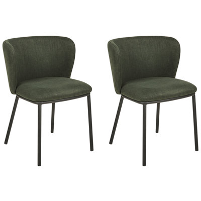 Fabric Dining Chair Set of 2 Dark Green MINA DIY at B&Q