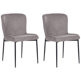 Fabric Dining Chair Set of 2 Dark Grey ADA