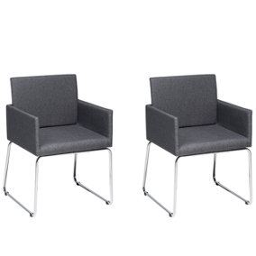Fabric Dining Chair Set of 2 Dark Grey GOMEZ