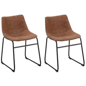 Fabric Dining Chair Set of 2 Golden Brown BATAVIA