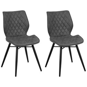 Fabric Dining Chair Set of 2 Grey LISLE