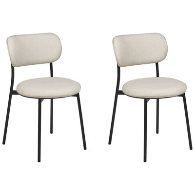 Fabric Dining Chair Set of 2 Light Beige CASEY