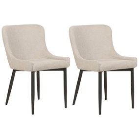 Fabric Dining Chair Set of 2 Light Beige EVERLY