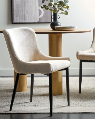 Fabric Dining Chair Set of 2 Light Beige EVERLY