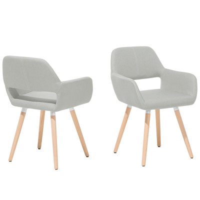 Fabric Dining Chair Set of 2 Light Grey CHICAGO