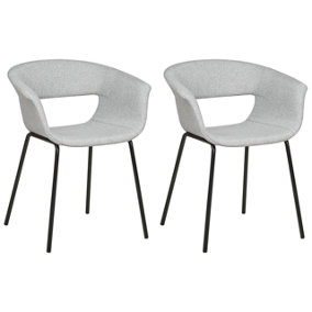 Fabric Dining Chair Set of 2 Light Grey ELMA