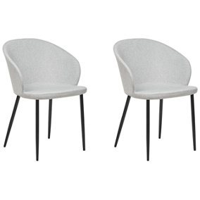 Fabric Dining Chair Set of 2 Light Grey MASON