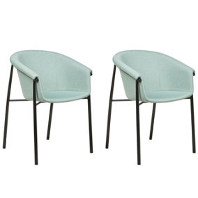 Fabric Dining Chair Set of 2 Mint Green AMES