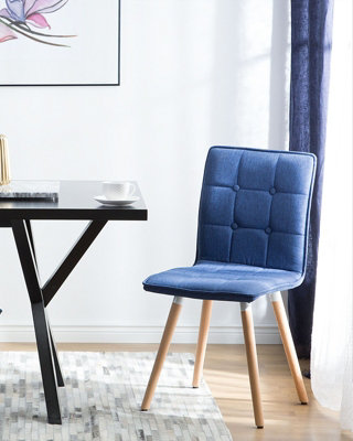 Fabric Dining Chair Set of 2 Navy Blue BROOKLYN