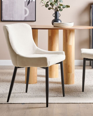 Fabric Dining Chair Set of 2 Off-White EVERLY