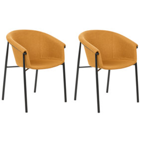 Fabric Dining Chair Set of 2 Orange AMES