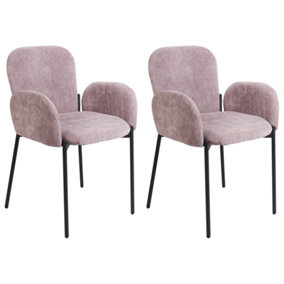 Fabric Dining Chair Set of 2 Pink ALBEE