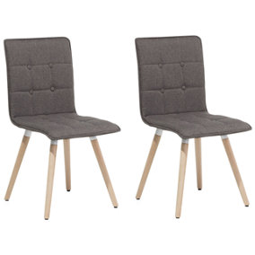 Fabric Dining Chair Set of 2 Taupe BROOKLYN
