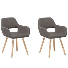 Fabric Dining Chair Set of 2 Taupe CHICAGO