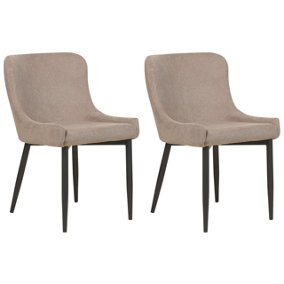 Fabric Dining Chair Set of 2 Taupe EVERLY
