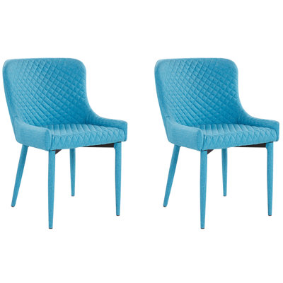 Fabric Dining Chair Set of 2 Turquoise SOLANO