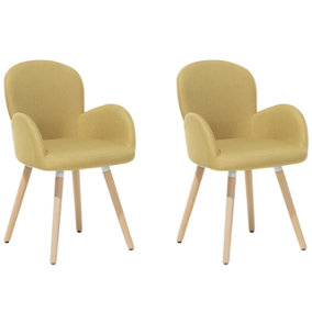 Fabric Dining Chair Set of 2 Yellow BROOKVILLE