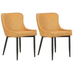 Fabric Dining Chair Set of 2 Yellow EVERLY