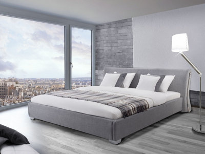 Fabric EU Double Bed Grey PARIS