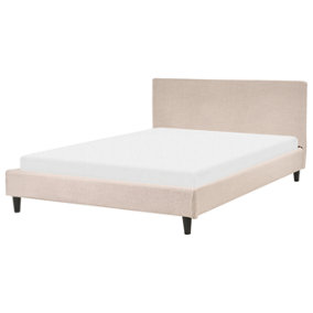 Fabric EU Double Size Bed Beige FITOU