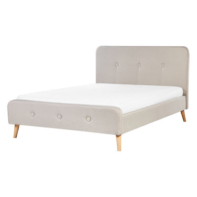 Fabric EU Double Size Bed Beige RENNES