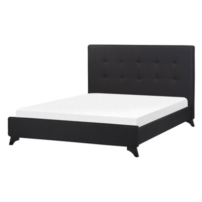 Fabric EU Double Size Bed Black AMBASSADOR