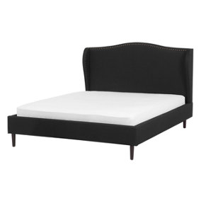 Fabric EU Double Size Bed Black COLMAR