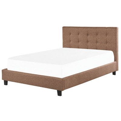 Fabric EU Double Size Bed Brown LA ROCHELLE