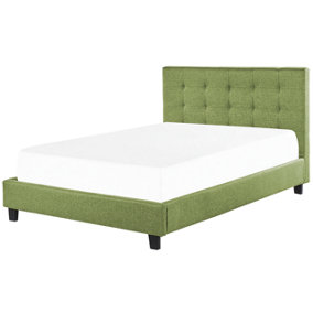 Fabric EU Double Size Bed Green LA ROCHELLE