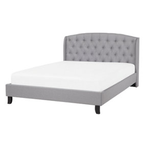 Fabric EU Double Size Bed Grey BORDEAUX